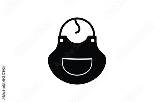 Baby bib with pocket and string for food protection simple graphic icon on white background newborn accessory