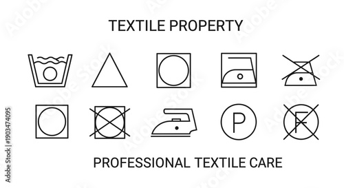Textile care symbols for professional laundry services