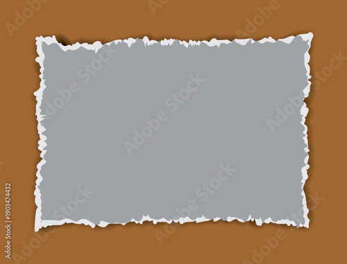 Torn paper rectangle with ragged edges on brown, burnt paper background, old paper with burnt edges, a torn piece of paper on a brown background, 