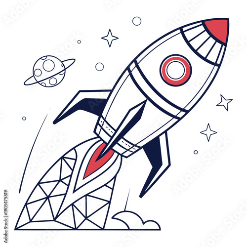 A minimalistic depiction of two dark blue arrow shapes pointing towards the upper right corner on a stark white background