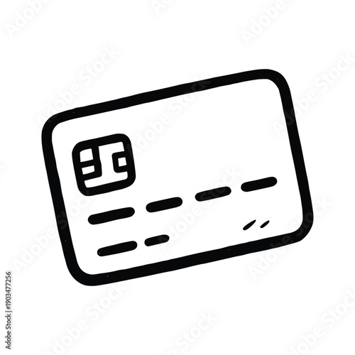 Black and white credit card doodle drawing