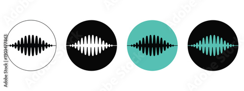 Sound Wave Icon Collection with Music Frequency and Voice Message Signs, Trendy Simple Design,