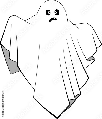 Angry spirit flying in air. Fantasy night ghost drawing