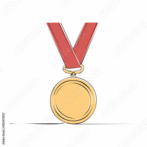 一筆書き風メダル線画の国際スポーツ表彰