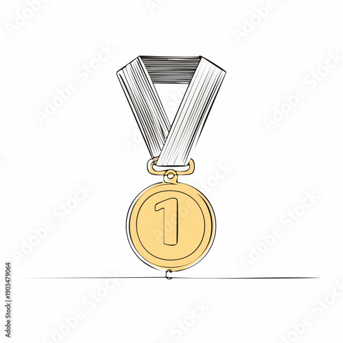 一筆書き風メダル線画の国際スポーツ表彰