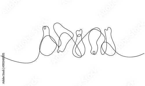 Chicken drumsticks continuous line drawing for food concept