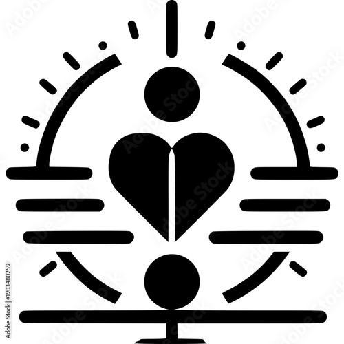 Heart-Centered Equilibrium: A symbolic representation depicting balance and harmony, with a heart at its core, embodying the equilibrium between mind and emotion. 