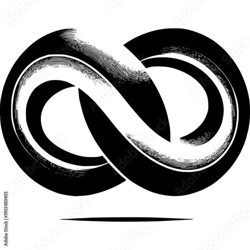 Infinite Possibilities: A stark black and white depiction of the infinity symbol, embodying endless potential, eternity, and the unbroken cycle of existence.