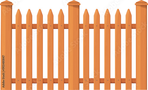 Wooden border with timber plank. Outdoor cartoon railing