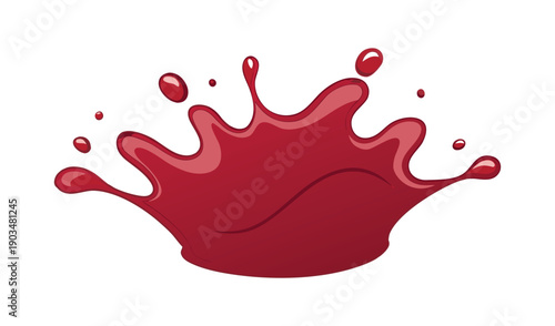Red paint splash and blot isolated on white background with a liquid blood splatter forming a heart symbol for a grunge Valentine art design