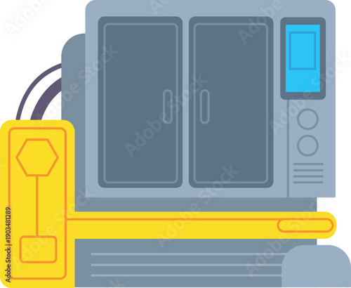 Industrial 3d printer. Cnc machine color icon