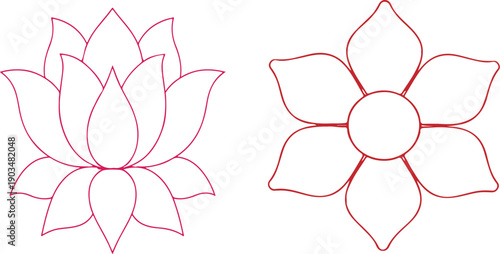 Flowers in modern simple. Cute round flower plant nature collection. Vector illustrator.