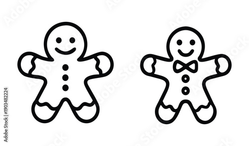 Funny 3d cartoon illustration of a gingerbread person couple and child silhouette smiling together as a cookie toy family for Christmas