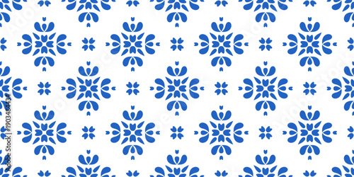 Mediterranean ceramic tile Blue Seamless Pattern