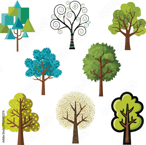 kinds of dferent vector art wiih white background tree photo.