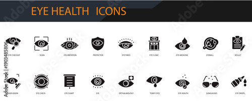 eye health icons set minimalist flat style design, eye health set Vector illustration on white background
