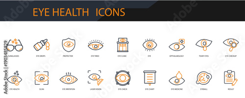 eye health icons set minimalist flat style design, eye health set Vector illustration on white background