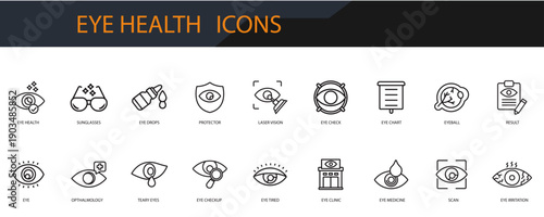 eye health icons set minimalist flat style design, eye health set Vector illustration on white background