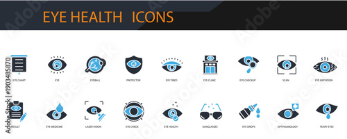 eye health icons set minimalist flat style design, eye health set Vector illustration on white background