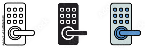 Smart Lock Icon Vector Illustration Featuring Padlock with Wi-Fi, Bluetooth, or Digital Keypad Symbol, Representing Keyless Entry