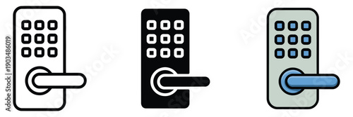 Smart Lock Icon Showing Traditional Padlock Combined with Wireless or Digital Keypad Elements, Symbolizing Keyless Entry, Remote Security Access, Smart Home Automation