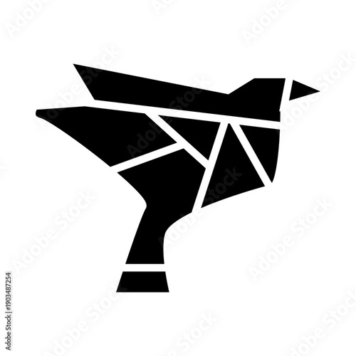 abstract origami dave bird glyph icon vector