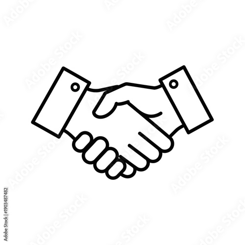 Business handshake icon, agreement, partnership, teamwork, trust, contract, success symbol