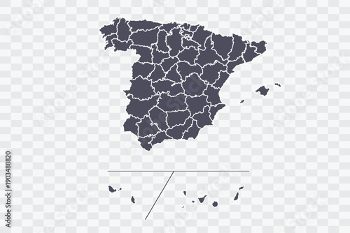 Spain Provinces Map Minimalist  High-Quality PNG  Porpoise Color on Transparent Background Perfect for presentations infographics educational materials and graphic design projects
