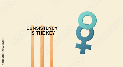 Symbols of consistency and unity with text on cream background