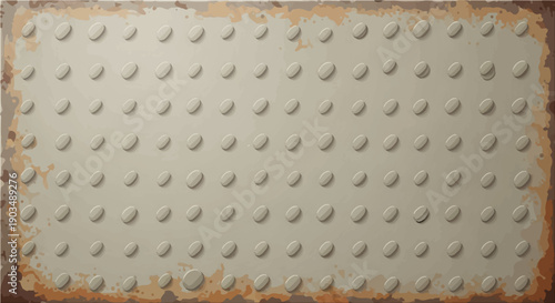 Textured metallic surface with raised bumps and rusty edges