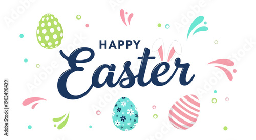 happy easter card with eggs