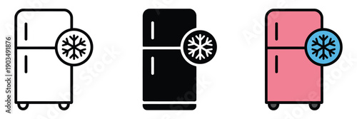 Smart Fridge Icon Vector Illustration Featuring Refrigerator with Wi-Fi, App, or Touchscreen Symbols