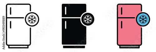 Smart Fridge Vector Icon Depicting Refrigerator with Wi-Fi and Digital Interface Symbols, Representing Connected Kitchen Appliances
