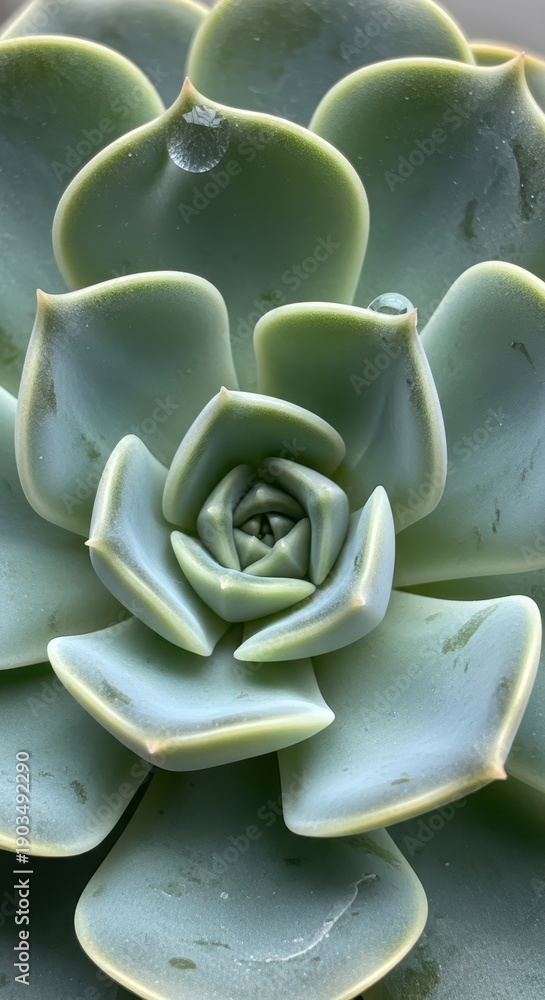 Obraz premium Close-up detailed view of green succulent plant with rosette formation and smooth leaf texture