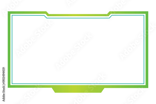 Green futuristic gaming border with cyan outlines for live stream screen frame