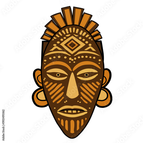 African Ritual Mask Ethnic Tribal Vector Illustration