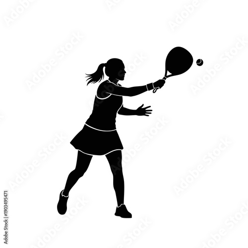 Woman playing padel tennis silhouette, hitting ball with racket, sport and fitness concept