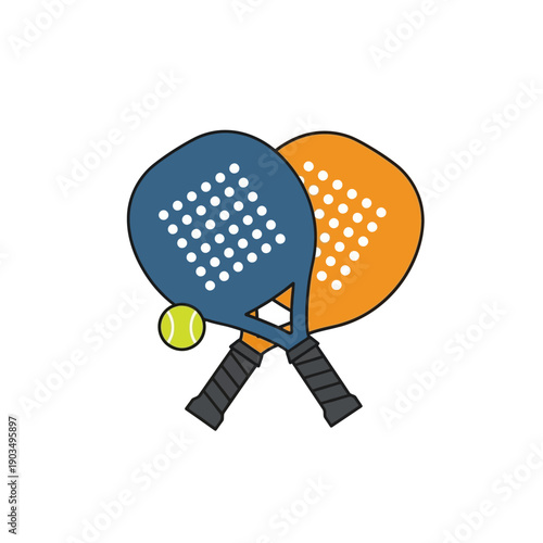 Padel Rackets and Ball Icon - Sport Equipment and Game Illustration