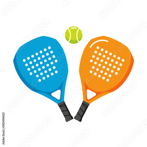 Two Padel Rackets and Ball, Sports Equipment Illustration