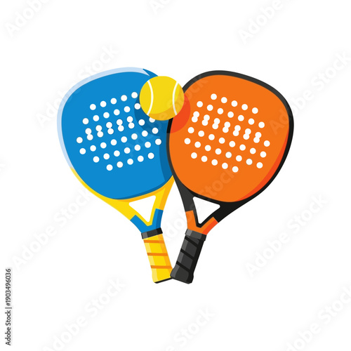 Padel Tennis Rackets and Ball - Sports Equipment Illustration