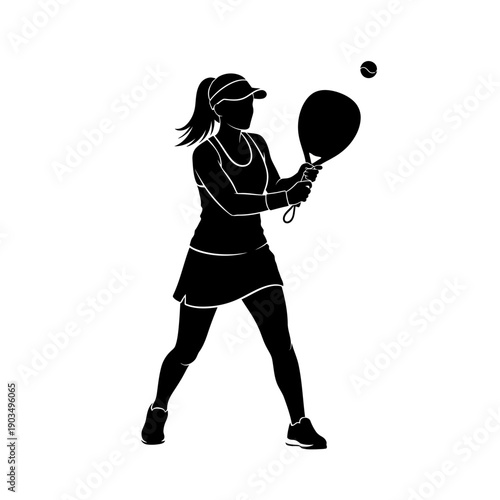 Woman Playing Padel Tennis Silhouette - Sport and Fitness