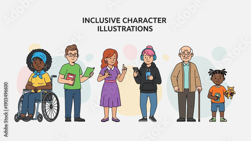 Diverse group of people with disabilities and different ages