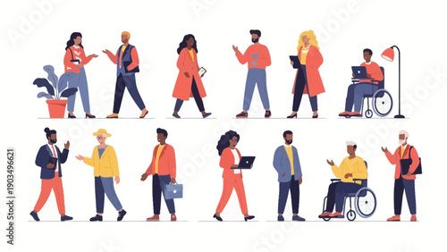 Diverse group of people communicating and working together