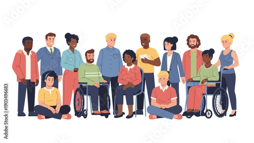 Diverse group of people with disabilities smiling together