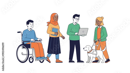 Diverse group of people with disability interacting