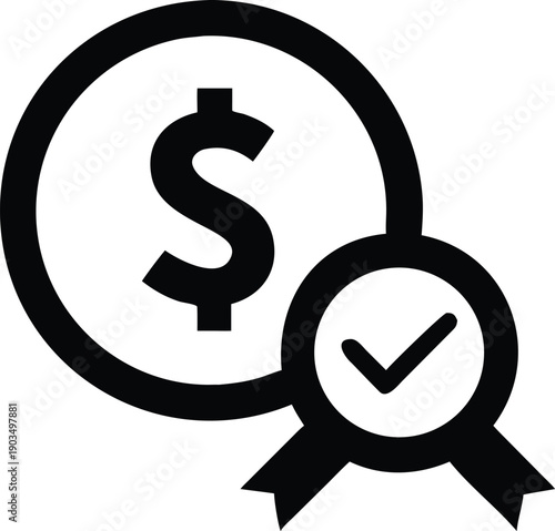 dollar coin check mark approval finance icon
