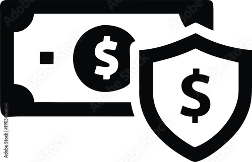 dollar note shield secure payment finance icon