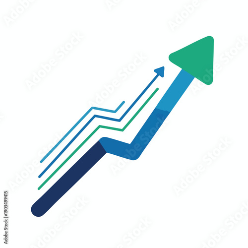 Upward Trending Business Graph with Green Arrow