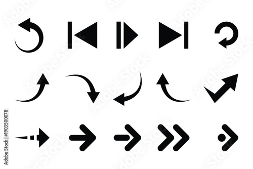 Arrows black set icons. Arrow icon. Arrow vector collection. Arrow. Cursor.Black arrow pointing to the right. Vector arrow illustration.