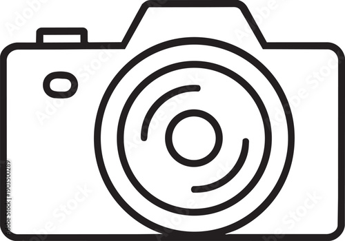 Digital photography camera with lens and flash